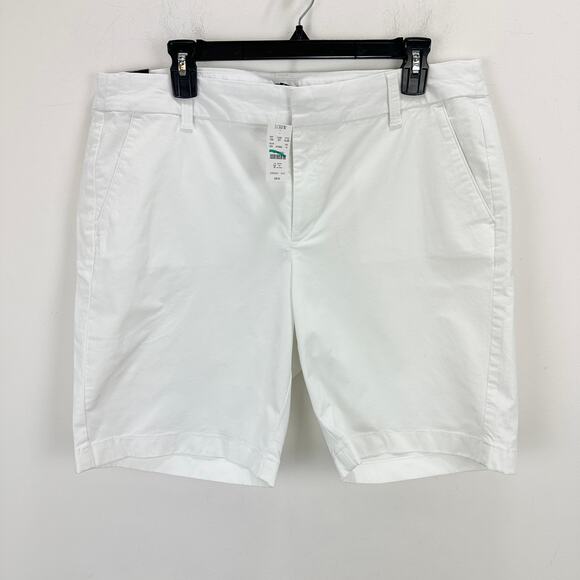 J.Crew 9" Frankie Bermuda Chino Short Cotton Mid Rise White Classic US 14 NWT - Picture 2 of 10